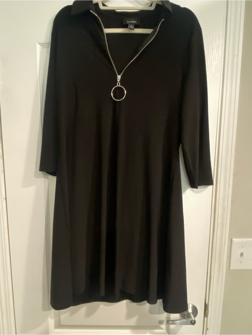 MSK Black Midi Dress with Zip Ring Detail